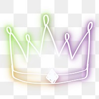 Rainbow crown doodle glow neon png illustration