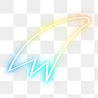 Rainbow neon png comet star glow doodle