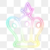 Png colorful neon glow crown doodle
