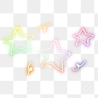 Neon rainbow star png doodle