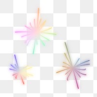 Glow rainbow neon star doodle png illustration