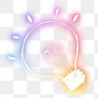 Png rainbow neon glow light bulb doodle