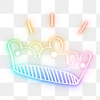 Rainbow led light crown png neon doodle