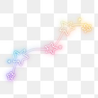 Rainbow neon png star glow doodle