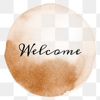 Word welcome on a coffee cup stain design element