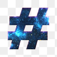 Hashtag sign png galaxy effect blue symbol