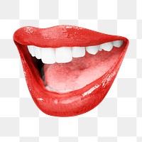 Png wide smile with teeth woman’s red lips with teeth design element