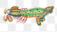 Ancient lobster png sticker, aquatic animal colorful illustration, remix from the artwork of Louis Renard