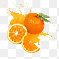 Orange png juice splash clipart, abstract fruit on transparent background