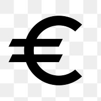 Currency euro png icon, eurozone money symbol, sharp style, transparent background
