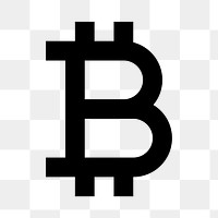 Bitcoin icon png, cryptocurrency symbol for business, two tone style, transparent background