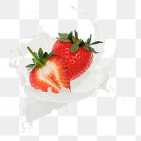 Strawberry png smoothie splash clipart, creative fruit on transparent background 