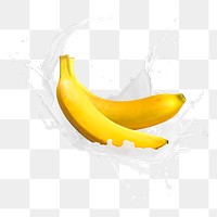 Banana milk splash png clipart, creative fruit on transparent background