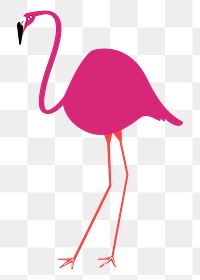 Pink flamingo bird png clip art, aesthetic tropical illustration on transparent background