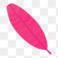 Pink banana leaf png clip art, aesthetic tropical illustration on transparent background