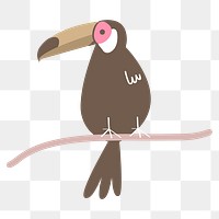 Pastel toucan bird png sticker, aesthetic tropical collage element on transparent background