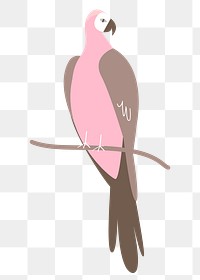 Pink parrot png clip art, aesthetic tropical illustration on transparent background