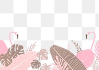 Flamingos botanical png clip art, tropical leaves and birds graphic element on transparent background