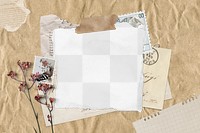 Torn paper note png mockup, transparent stationery design, Kraft paper