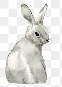 Easter bunny png clipart, watercolor animal illustration on transparent background