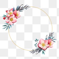 Watercolor flower png frame, aesthetic illustration on transparent background
