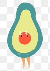 Avocado png sticker, fruit cartoon on transparent background