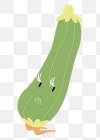 Zucchini cartoon png vegetable sticker on transparent background