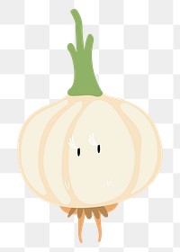 Cute garlic png clipart, vegetable cartoon on transparent background