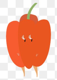 Orange capsicum png sticker, vegetable cartoon on transparent background