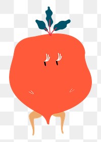 Orange radish png sticker, Chinese vegetable cartoon on transparent background