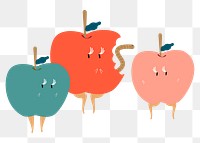 Colorful apples png fruit clipart, cartoon illustration on transparent background 