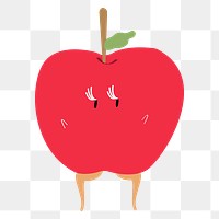 Red apple png sticker, cute fruit character illustration on transparent background