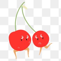 Red cherry png sticker, fruit cartoon on transparent background