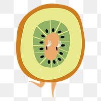 Cartoon kiwi png fruit sticker, healthy food on transparent background