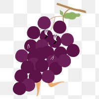 Grapes png fruit sticker, cute cartoon illustration on transparent background