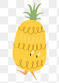 Cute pineapple png fruit sticker, healthy food cartoon on transparent background