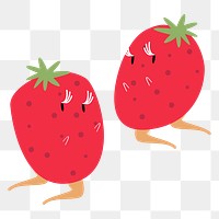 Strawberry fruit png sticker, healthy food cartoon on transparent background