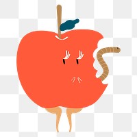 Orange apple png sticker, cute fruit character illustration on transparent background