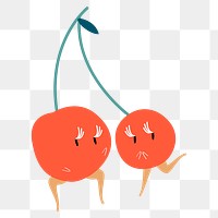 Orange cherry png sticker, fruit cartoon on transparent background