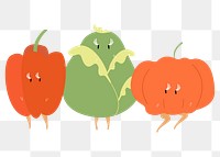 Cute vegetables cartoon png sticker, healthy food illustration on transparent background