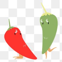 Dancing chili png cartoon sticker, vegetable illustration on transparent background