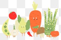 Colorful vegetables png clipart, cartoon illustration on transparent background