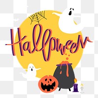 Halloween typography png sticker, celebration doodle on transparent background