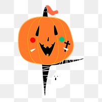 Dancing Halloween pumpkin png sticker, spooky season doodle on transparent background