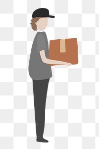 Parcel png delivery man clipart, job, character illustration