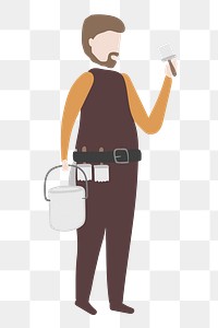 House painter png clipart, worker, occupation, character illustration