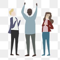 Business people png cheering clipart, teamwork, cartoon illustration