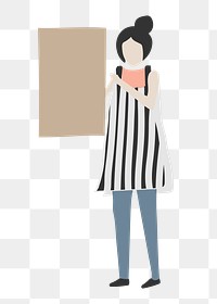 Woman png holding sign clipart, small business owner illustration