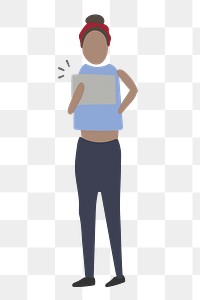 Woman png using tablet clipart, character illustration