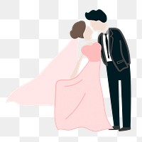 Bride and groom png wedding clipart, cartoon illustration